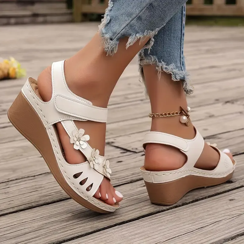 Vibrant Solid Color Wedge Sandals
