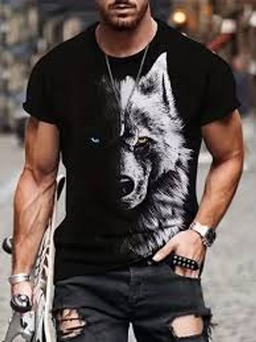 Fashion men's 2023 new animal 3D T-shirt