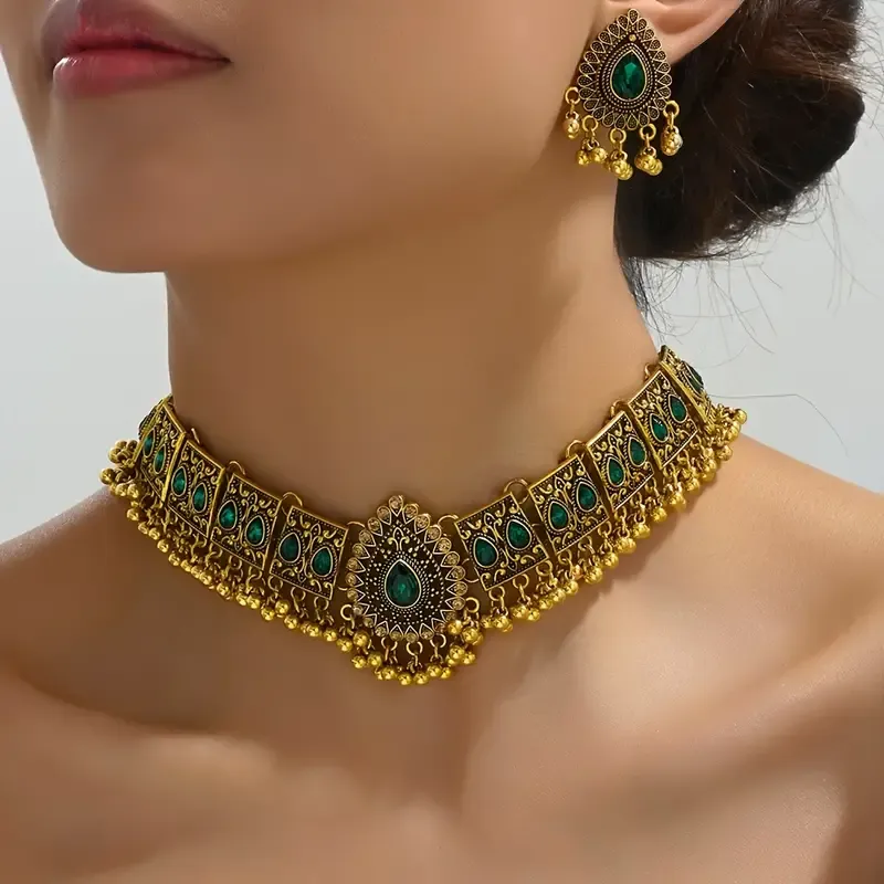 Earrings + necklace vintage jewelry set