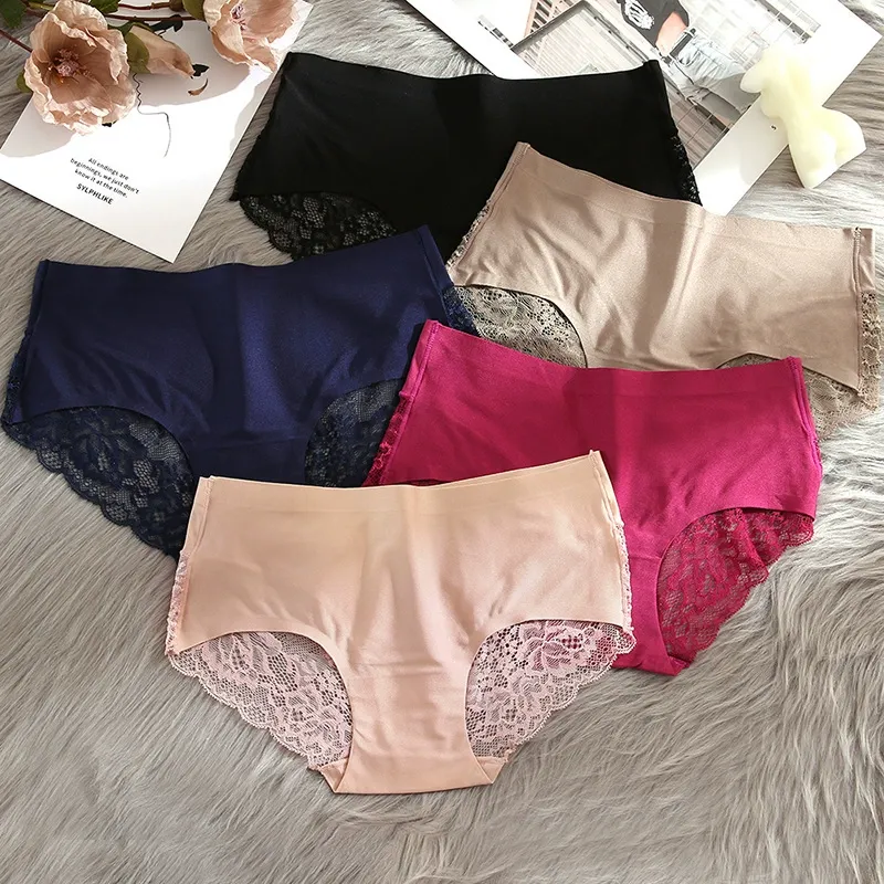 5pcs Embroidered luxury briefs large size breathable seamless women's underwear