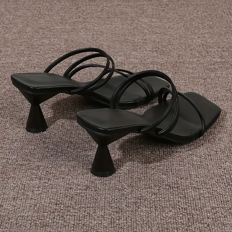 Women's Solid Color Stiletto Heels, Fashion Square Toe Dress Pumps, Stylish Beach Sandals