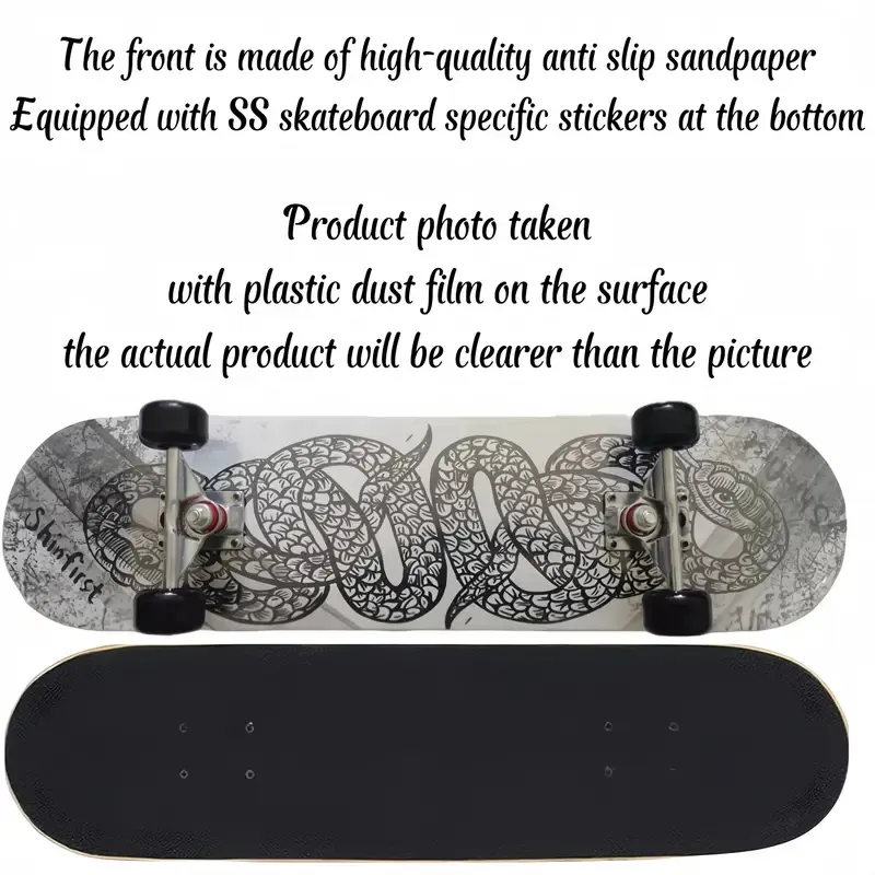 Skateboard, 3108 Maple Concave Plate, Front High-end Anti Slip Sand Back Skeleton Sticker Style, Horizontal Flute Bracket, 5436pu Wheels, Men's Skateboard, Skateboard Cruising
