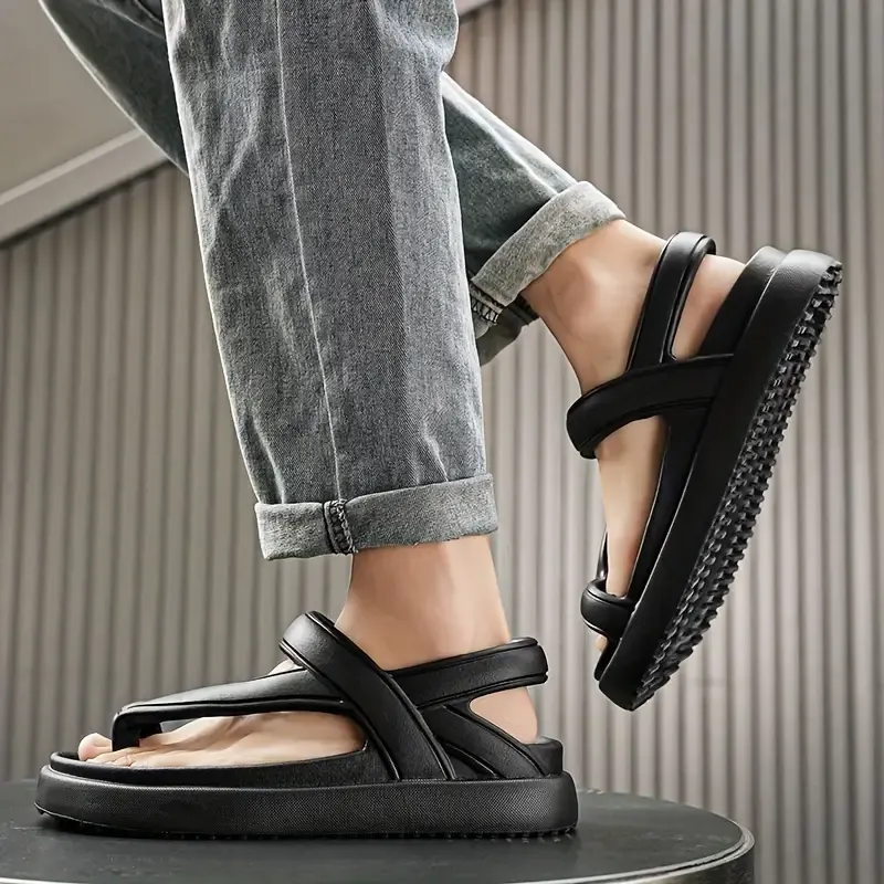 Men's Fashion Sandals - Thick, Soft Sole | Versatile Streetwear & Outdoor Sports | Solid Color, Simple Design | Perfect for Beach Vacations