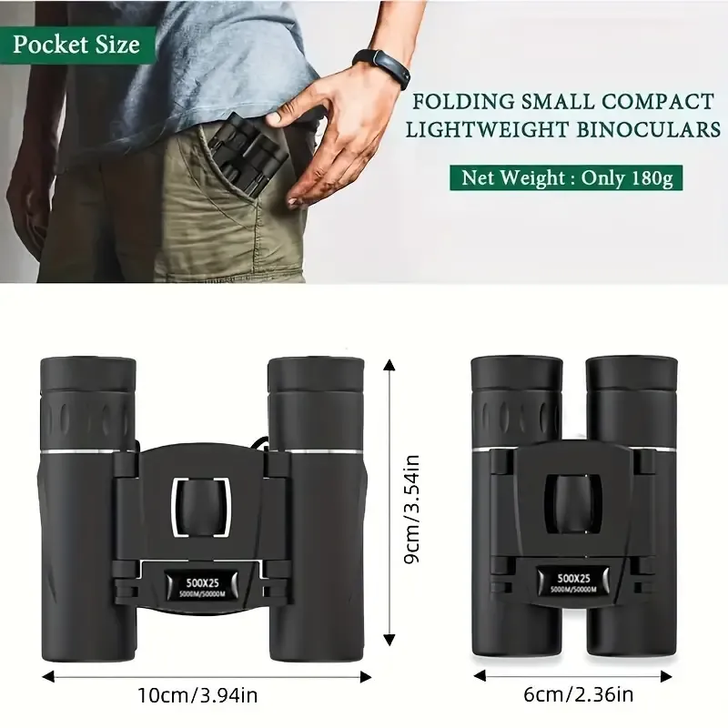 8x21 Binoculars for Adults and Kids Folding Compact Lightweight Small Binoculars for Bird Watching Hiking Travel Concerts Mini for Hiking (Black, One Size)
