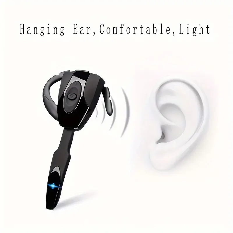 Ultra-Long Battery Life Wireless Earhook Headphones - Lightweight, Rechargeable, Non-In-Ear Design for Sports & Driving