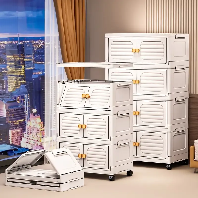 5 Floors Space-Saving Folding Storage Cabinet - Easy Assembly, Multi-Layer Thickened Wardrobe for Clothes & Quilts, Ideal for Home & Bedroom Organization