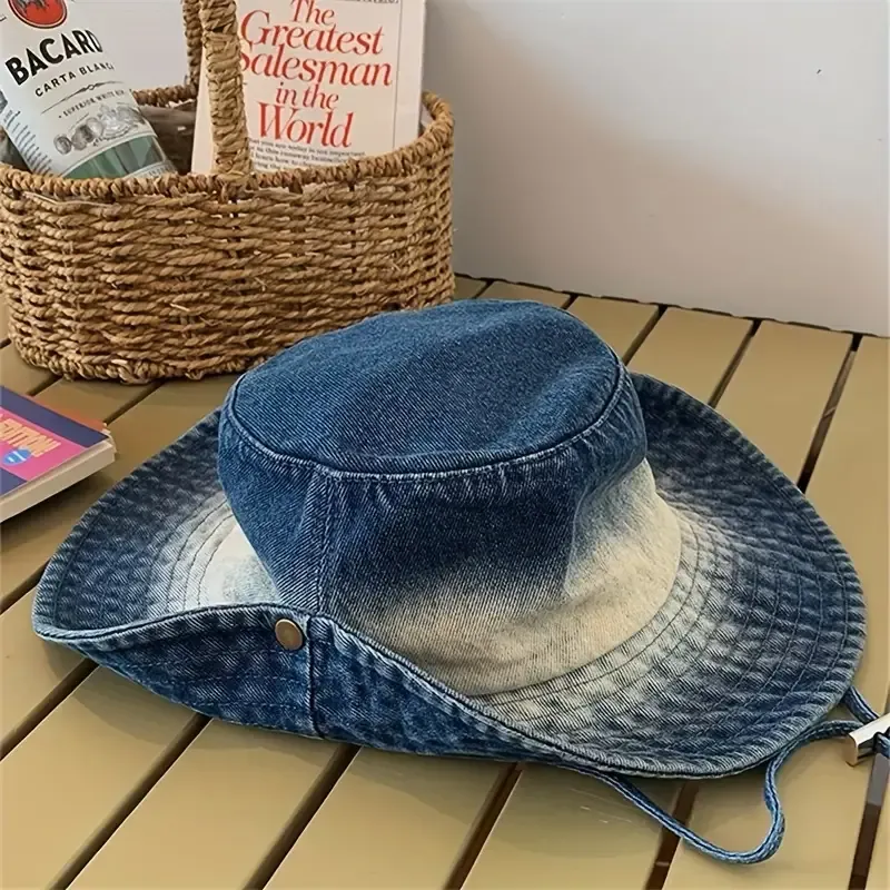 All-Season Lightweight Denim Bucket Hat For Women - Elastic Fit, Casual Versatile Style Boonie Hat
