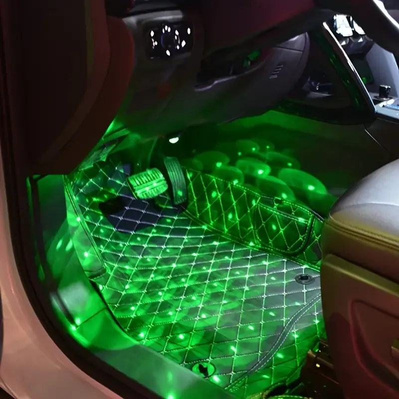 Car Atmosphere Light 4in30.48 Cm Modified Car Voice Control Seven Color Atmosphere Light LED Decorative Light Black