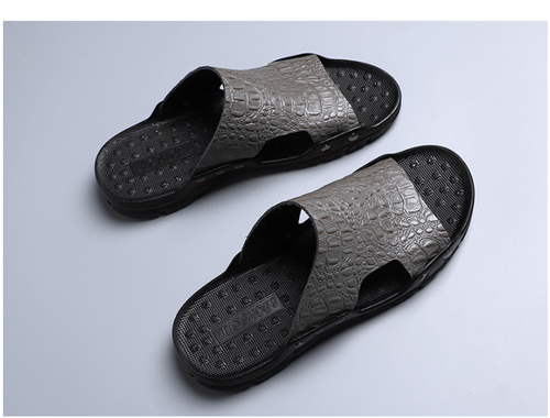 New summer new men's slippers two-layer cowhide polyurethane outsole men's shoes