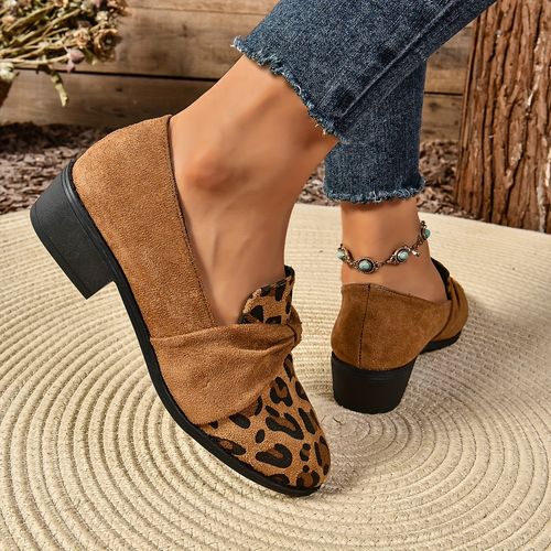 round toe mid-cut slip-on shoes for women