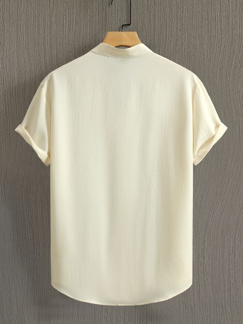 Men's shirt solid color stand collar cardigan