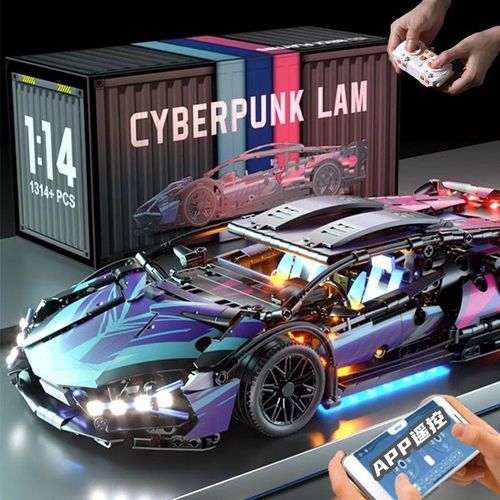 DIY dynamic version 1:14 Scale Super Car Building Kit with Electroplated Metal Parts Creative Building Toys for Adults