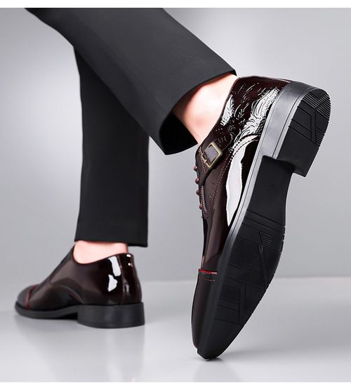 Men's Casual Shoes Youthful Gentlemen's Suit Shoes Trendy Leather Shoes Business Lace-Up Pointed-Toe Anti-Slip