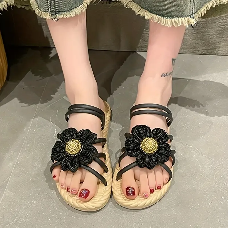 Women's Flower Decor Flat Slide