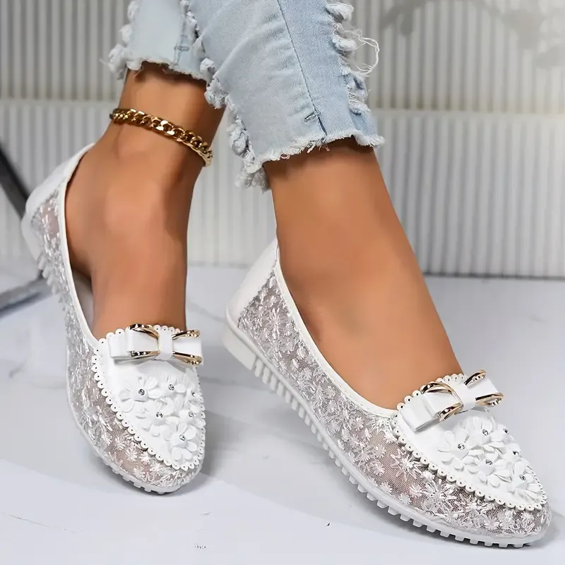 Stylish Floral Mesh Women's Flats
