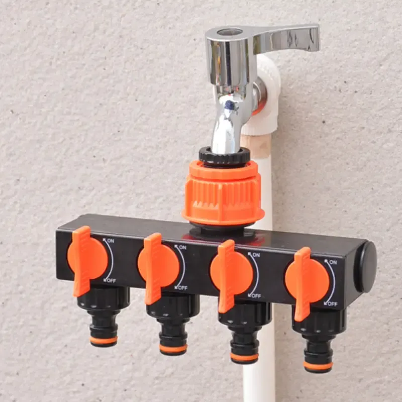 1pc, 4 Way Garden Hose Splitters Diverter Tap Hose Connector Hose Splitter Water Distributor With 4 Individual On-Off Switch For Outdoor Sprinkler Irrigation Systems