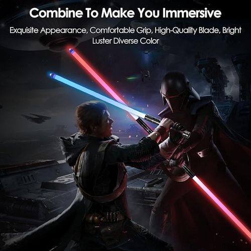 Lischwert Lightsaber, RGB Colors Changeable with Sound Metal Hilt Light Saber Force FX Dueling Lightsaber Toy for Kids Adults Gift