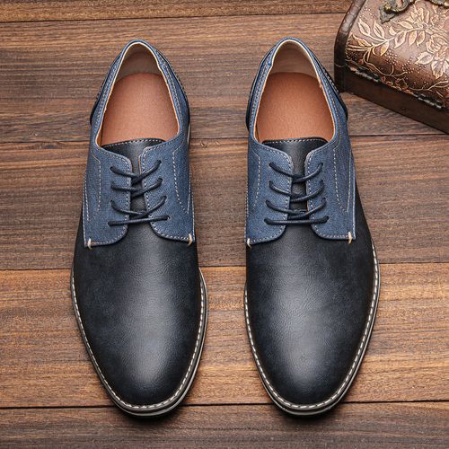 Two-tone breathable men's leather shoes