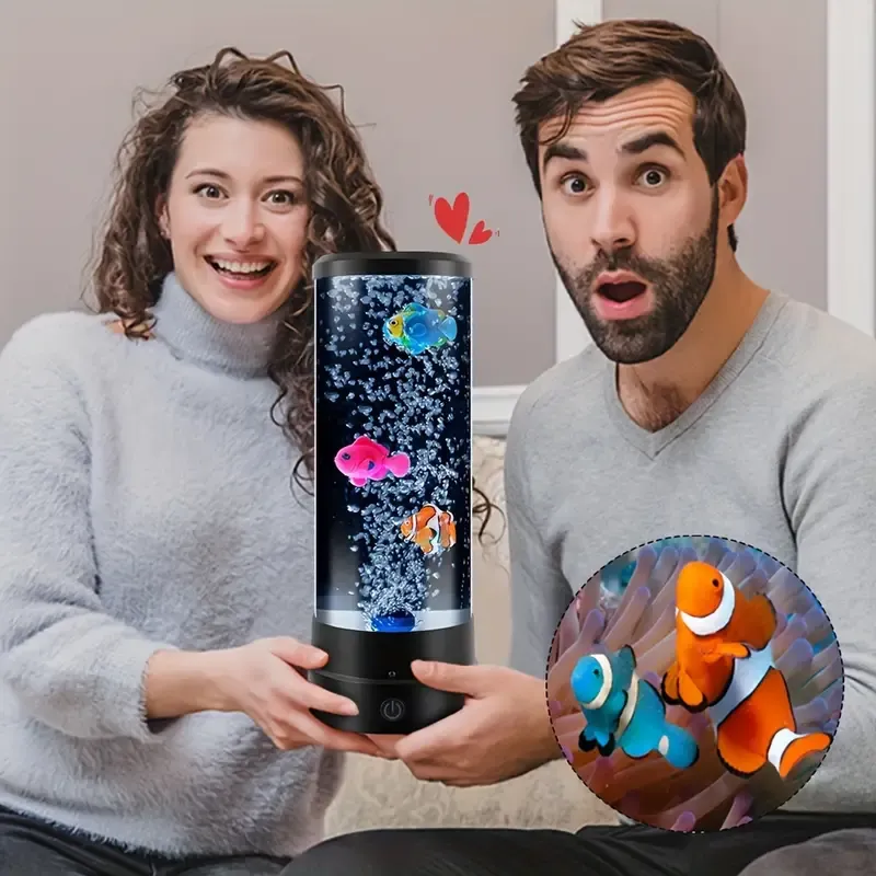 1pc LED Bubble Fish Lamp, Acrylic Art Decorative Bedroom Table Light, Stylish Bedside Night Lamp, Home Decor Gift With Remote Control