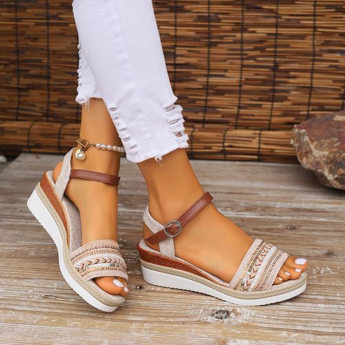 Vibrant Sequin Embellished Wedge Heeled Sandals