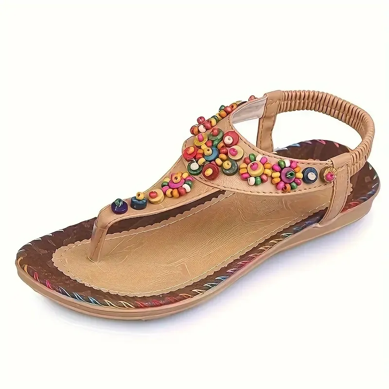 Trendy Beaded Flat Sandals for Women