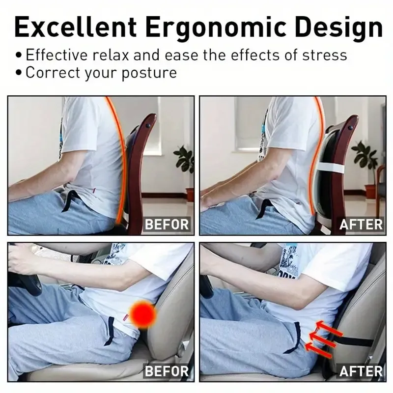 1pc Ice Silk Mesh Car Seat Back Cushion, Lumbar Waist Support, Relief Pad For Office And Home, Car Seat Pillow