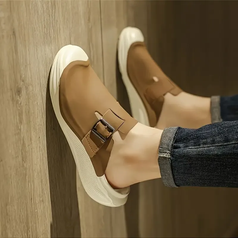 Men's Trendy Hollow Out Chunky Slippers With Buckle Straps