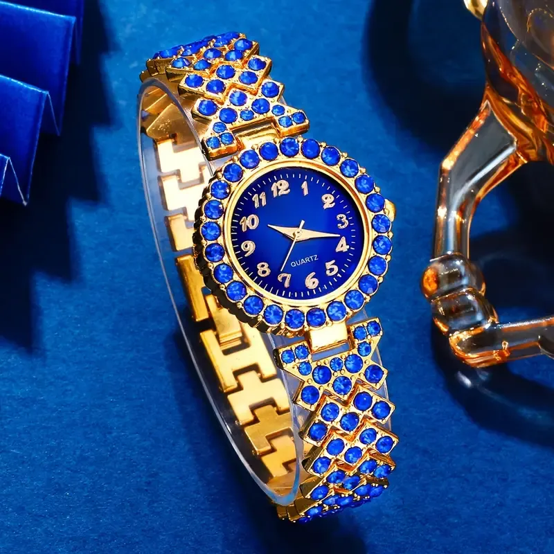 6 piece diamond watch and gemstone jewelry set