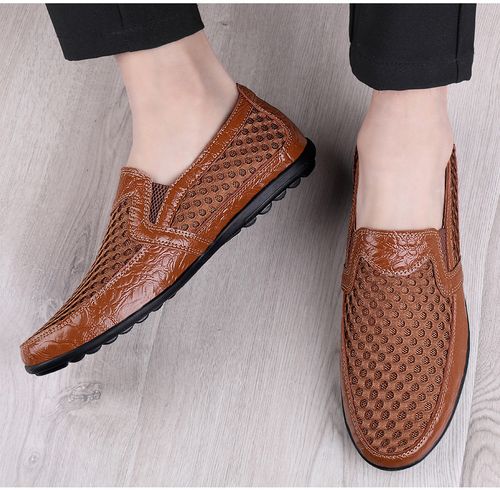 Mesh breathable leather shoes