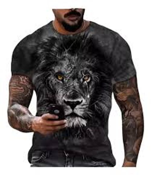 Full Print Heat Transfer T-shirt Lycra Imitation Cotton Lace-up Men's High Quality Loose Textured Short Sleeve