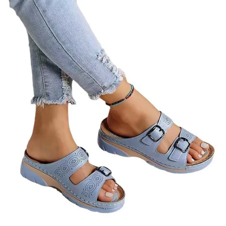 Large size women's shoes - sandals with fashionable platform heels - in stock - casual flip-flops