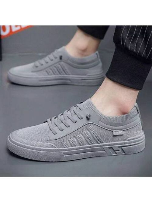 Men's Summer Breathable Sock Shoes, Non Slip Low Top Skate Shoes With Elastic Shoelace, Outdoor Walking Camping Traveling