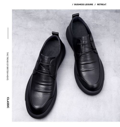 Trendy and versatile British style business casual men's shoes, soft leather shoes with soft soles.