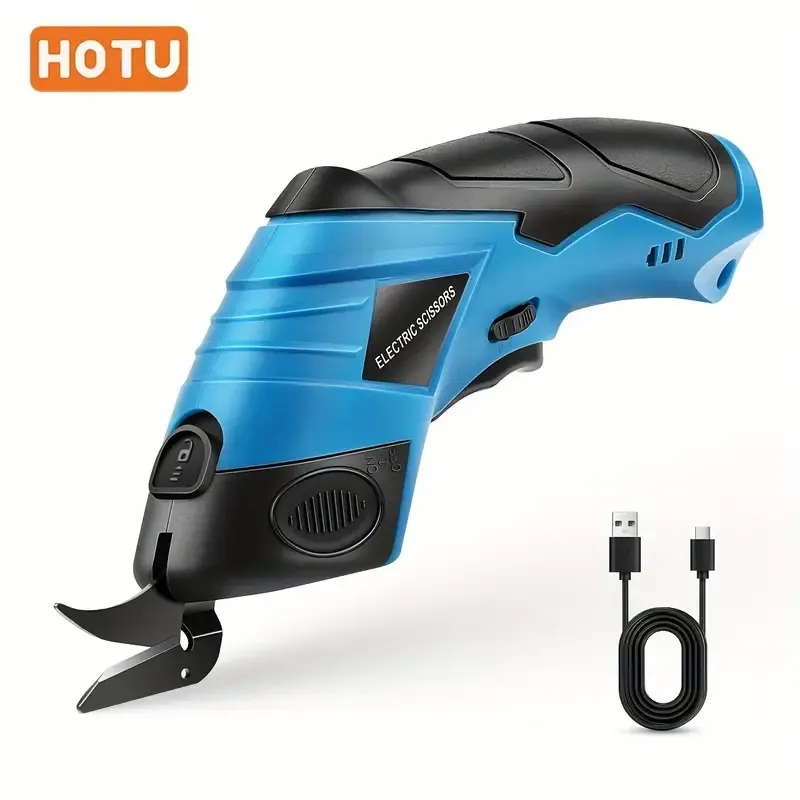 USB Rechargeable HOTU Precision Electric Fabric Scissors - Versatile Handheld Power Tool for Clothing, Cardboard, Carpet & Faux Leather Cutting