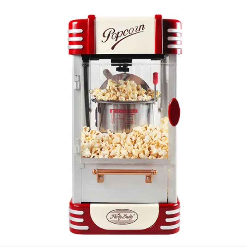 LEWIAO Fully Automatic Retro Electric Popcorn Popper Machine Home Party Tool 220V Pink EU PlugRetro Home Small Electric Popcorn Maker Re