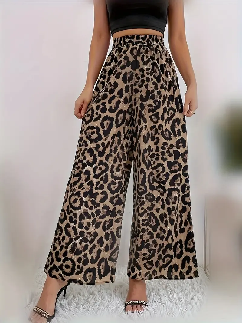 Leopard Print Wide Leg Pants