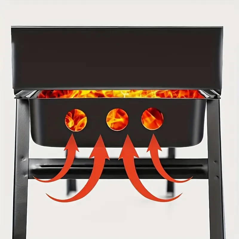 1pc 60cm Outdoor BBQ Grills Folding Portable Wood And Carbon Barbecue Charcoal Stove For Cooking Carbon Meat Grills Portable Foldable BBQ Grills Patio Barbecue Charcoal Grill Stove Stainless Steel Outdoor Camping Picnic