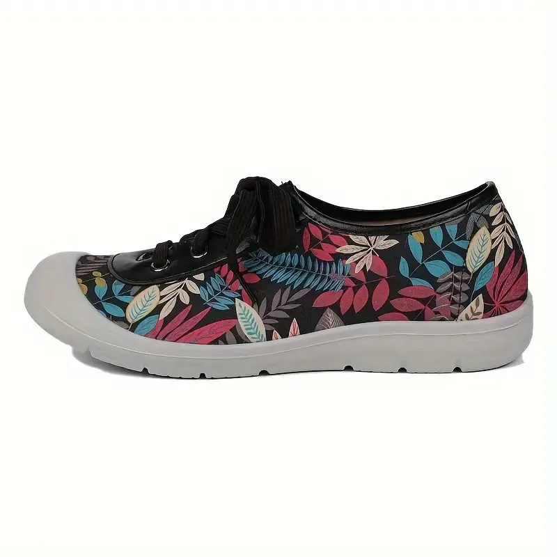 Women's Graffiti Pattern Flat Shoes, Casual Lace Up Outdoor Shoes, Comfortable Low Top Shoes