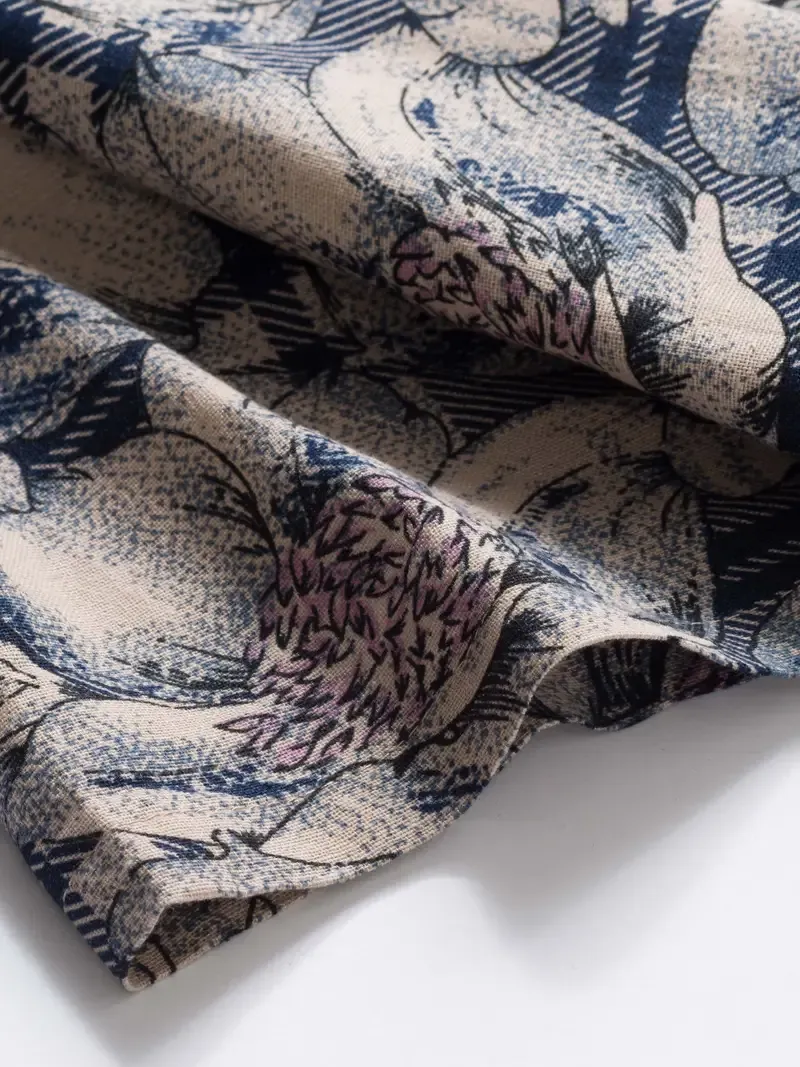 Vibrant Floral Print Henley Shirt