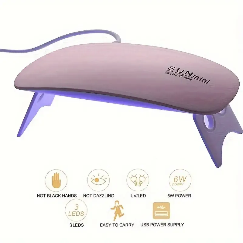 Mini Nail Dryer UV LED nail Lamp Micro USB Gel Varnish Curing Machine Nail Art Equipment 3LEDS Beads Manicuring Nail Tool