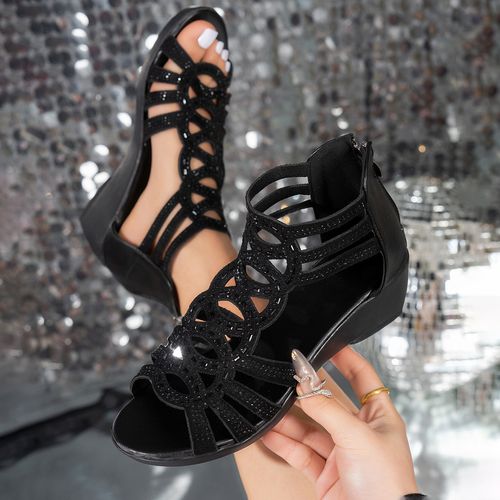 Women's sandals genuine leather rhinestone