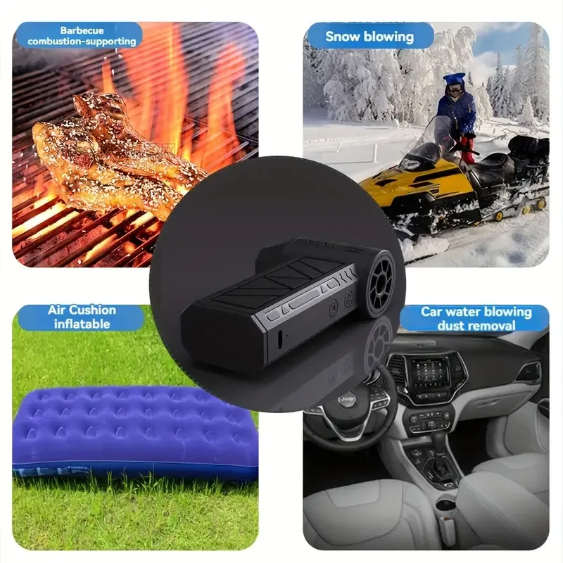 Ultra-Powerful Handheld Fan - 130,000 RPM, USB Rechargeable, Multi-Use for Dust, Snow, BBQ, Pet Hair & Inflation