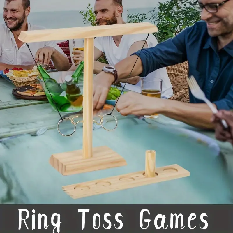 Wooden Hook And Toss Ring Game