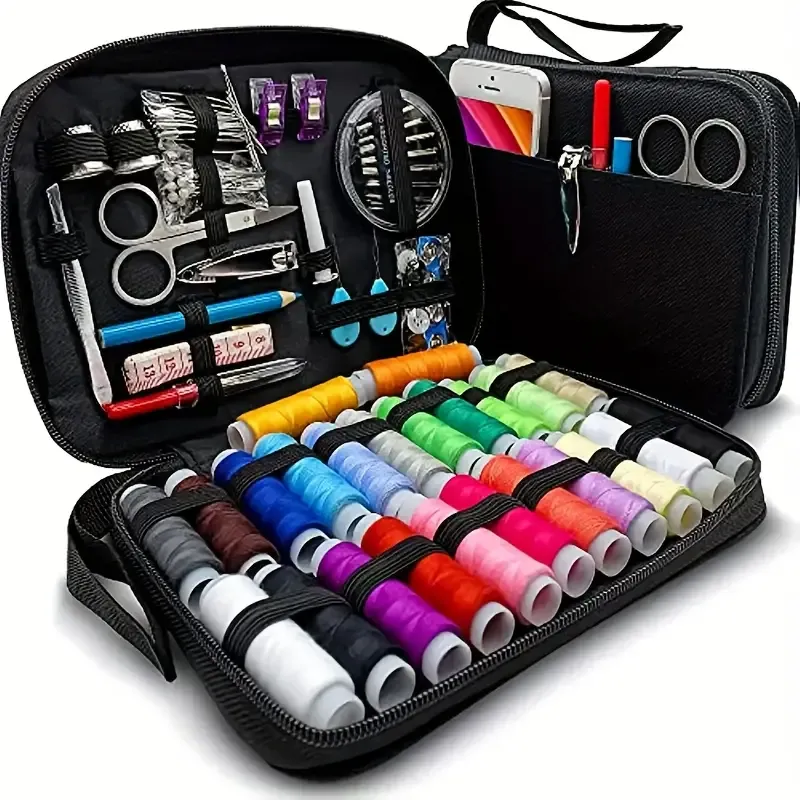 Complete 98pcs Sewing Kit with 24 Assorted Thread Colors, Needles & Accessories - Compact Travel Mini Repair Set for Emergencies