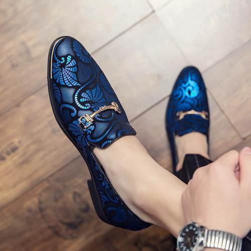 Men's nightclub fashion trend British style leather shoes