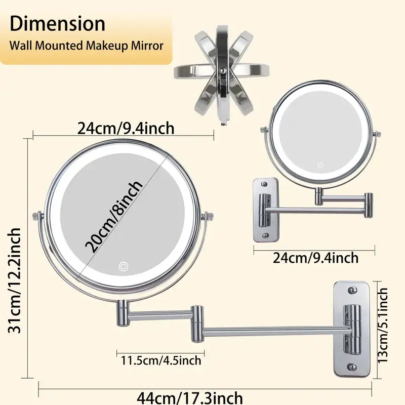 Wall Mounted Lighted Makeup Mirror