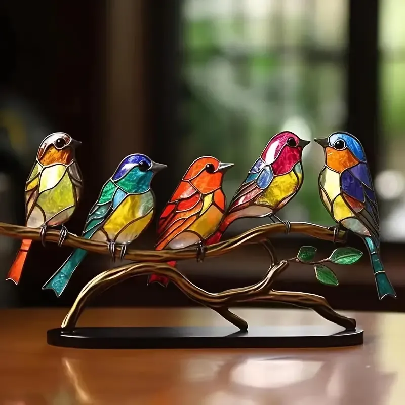 Charming Bird-Shaped Acrylic Decor - Vibrant Mixed Colors, Perfect for Bookshelves & Living Room Displays