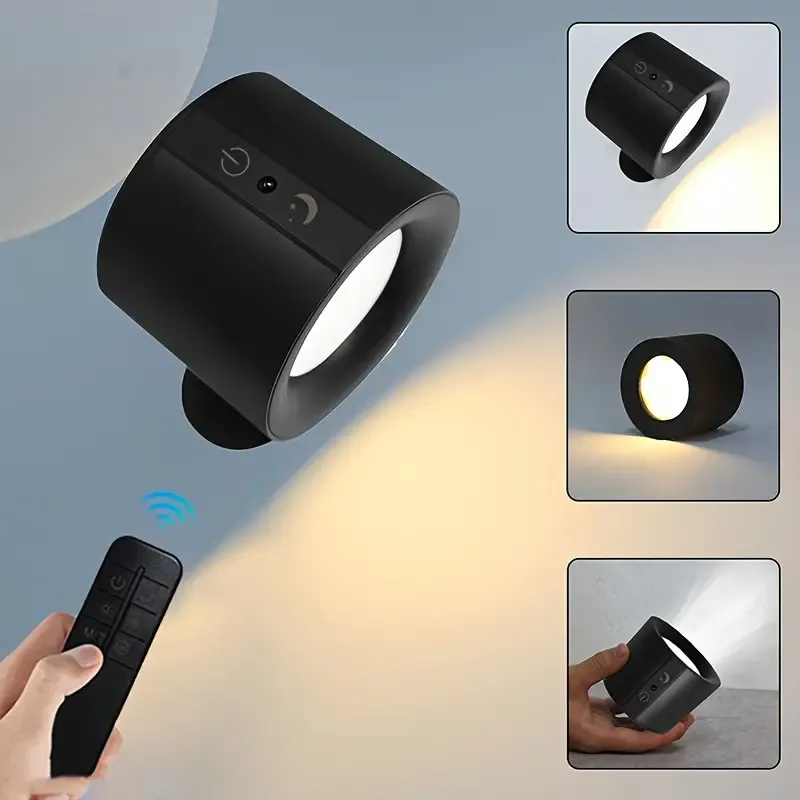 1pc LED Dual Sided Luminous Magnetic Wall Lamp, 360 ° Rotating Multifunctional Wall Lamp, Three Color Adjustable, Touch Remote Control, USB Charging, Household Lighting, Suitable For Living Room, Bedroom, Corridor, Bedside, Etc