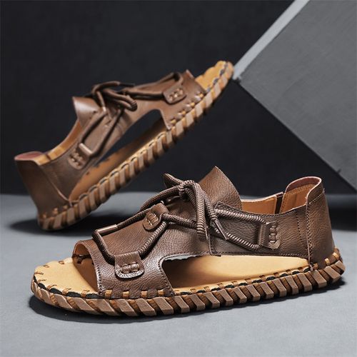 Summer new men's sandals, soft leather casual soft-soled anti-slip beach shoes