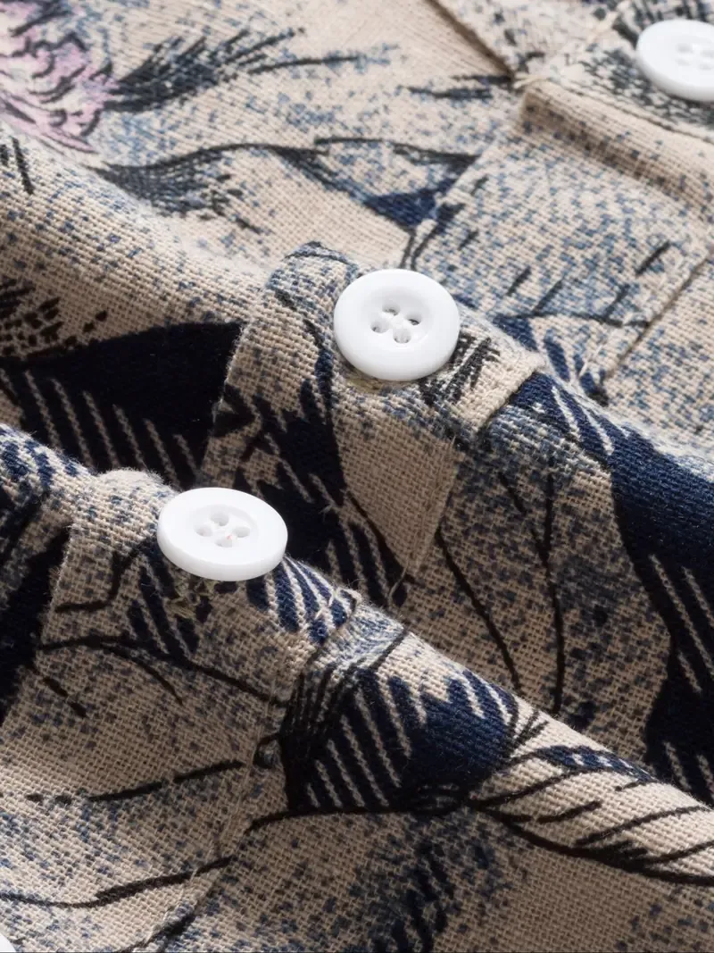 Vibrant Floral Print Henley Shirt